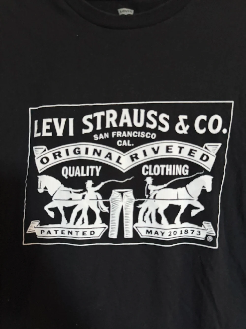 Levi's Black Short-Sleeve Tee with White Logo Panel